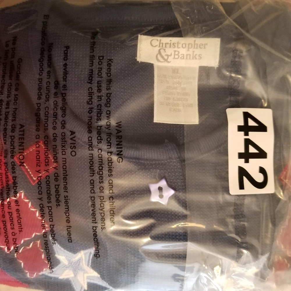 Christopher & Banks Womens XL Navy Blue Patriotic Star Diamond Cardigan Teacher - Picture 12 of 12